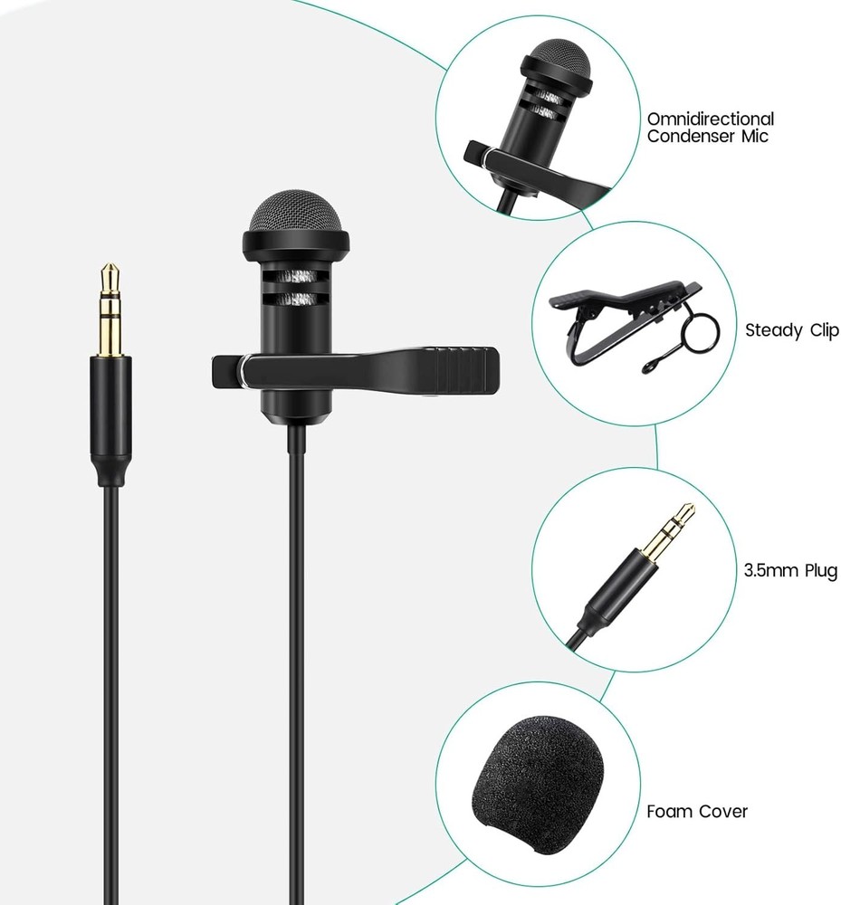 2 Pack Lavalier Microphone Compatible with DJI Mic 2 & Rode Wireless Pro/Wireles