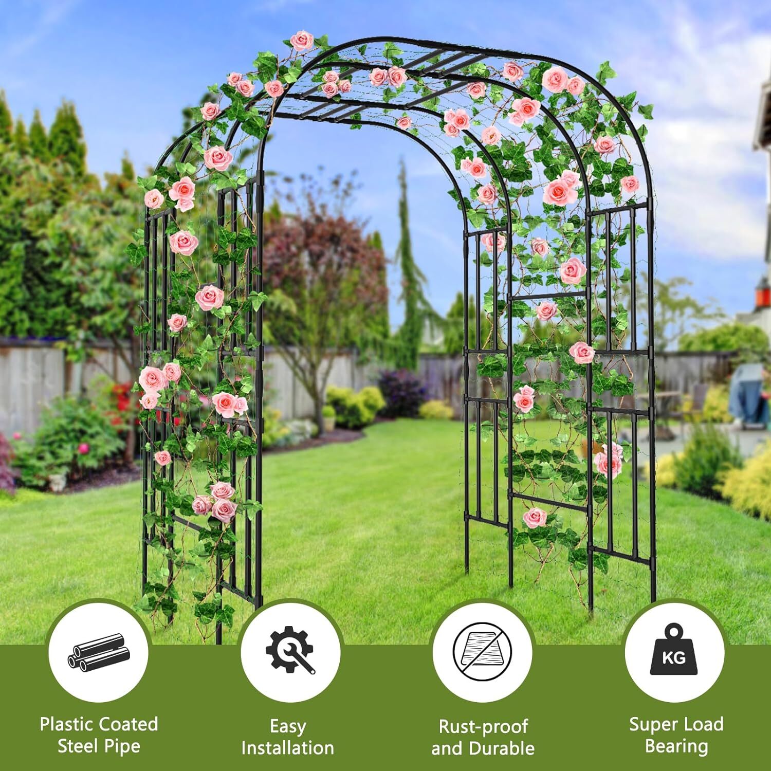 NAIZEA Garden Arch Arbor Trellis Archway Garden Trellis for Lawn, Party Ceremony