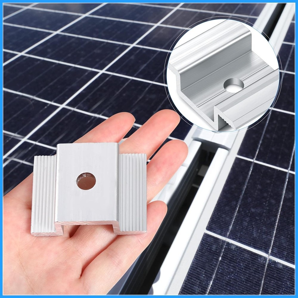 12 Pack Solar Panel Mid Clamps 1.06 Inch Bracket Aluminium Silver