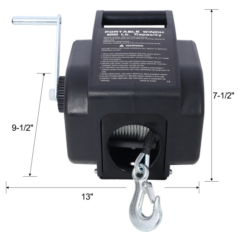 DC12v 2000lbs Trailer Electric Winch, 32ft Galvanized Wire Rope Handheld Remote