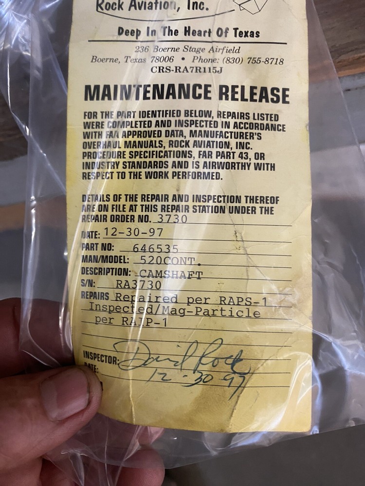 CONTINENTAL 646535 CAMSHAFT "OVERHAULED"