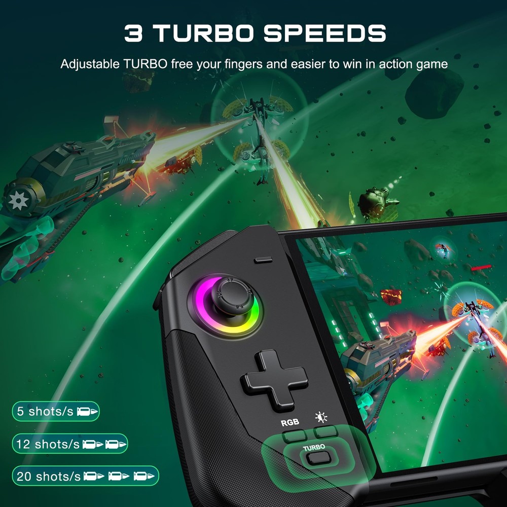 KICKDOT Switch Controllers with Hall 1 - (6.2"/7"), Pure Black