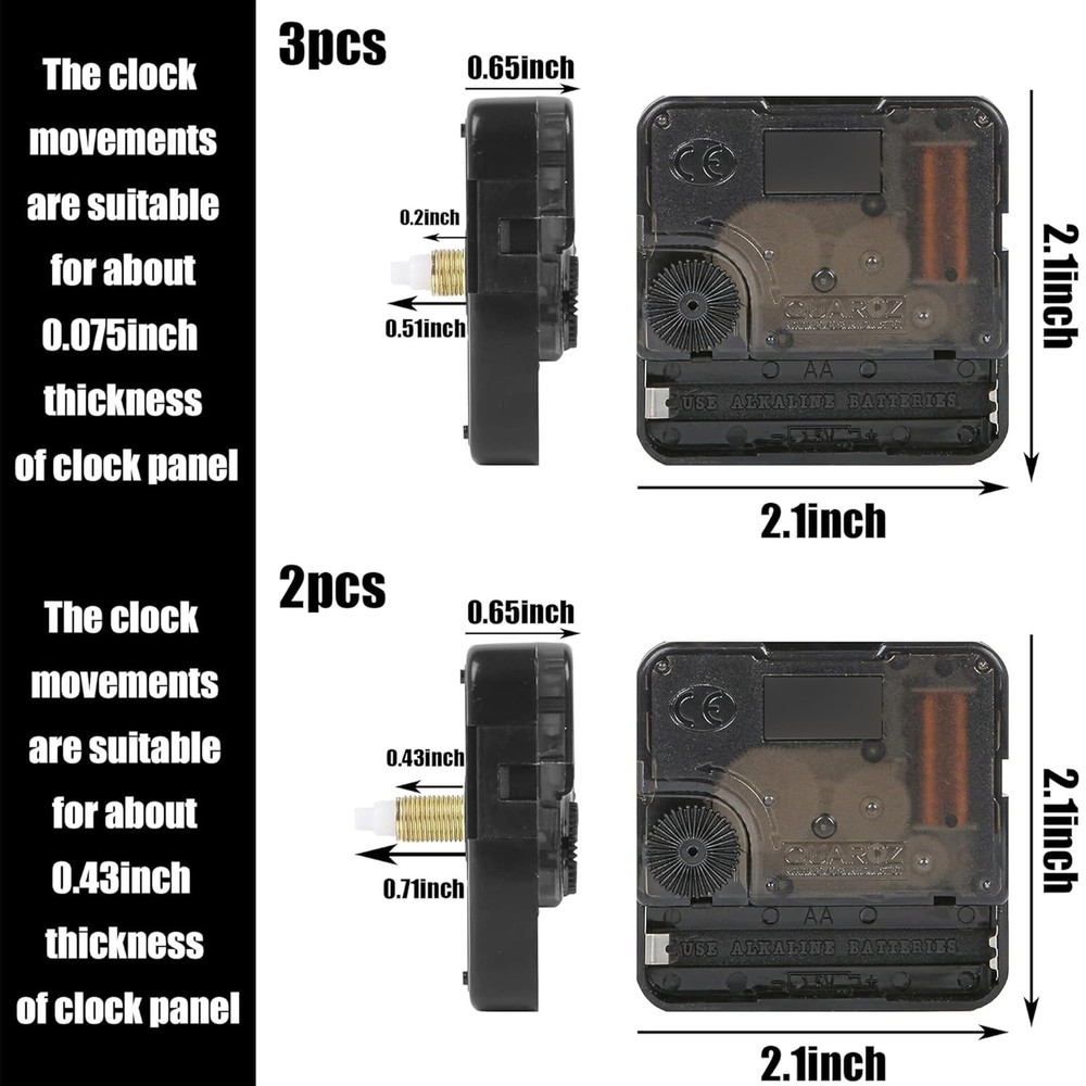 5pcs High Torque Quartz Clock Movement Mechanism Replacement Clock Kit with 1...