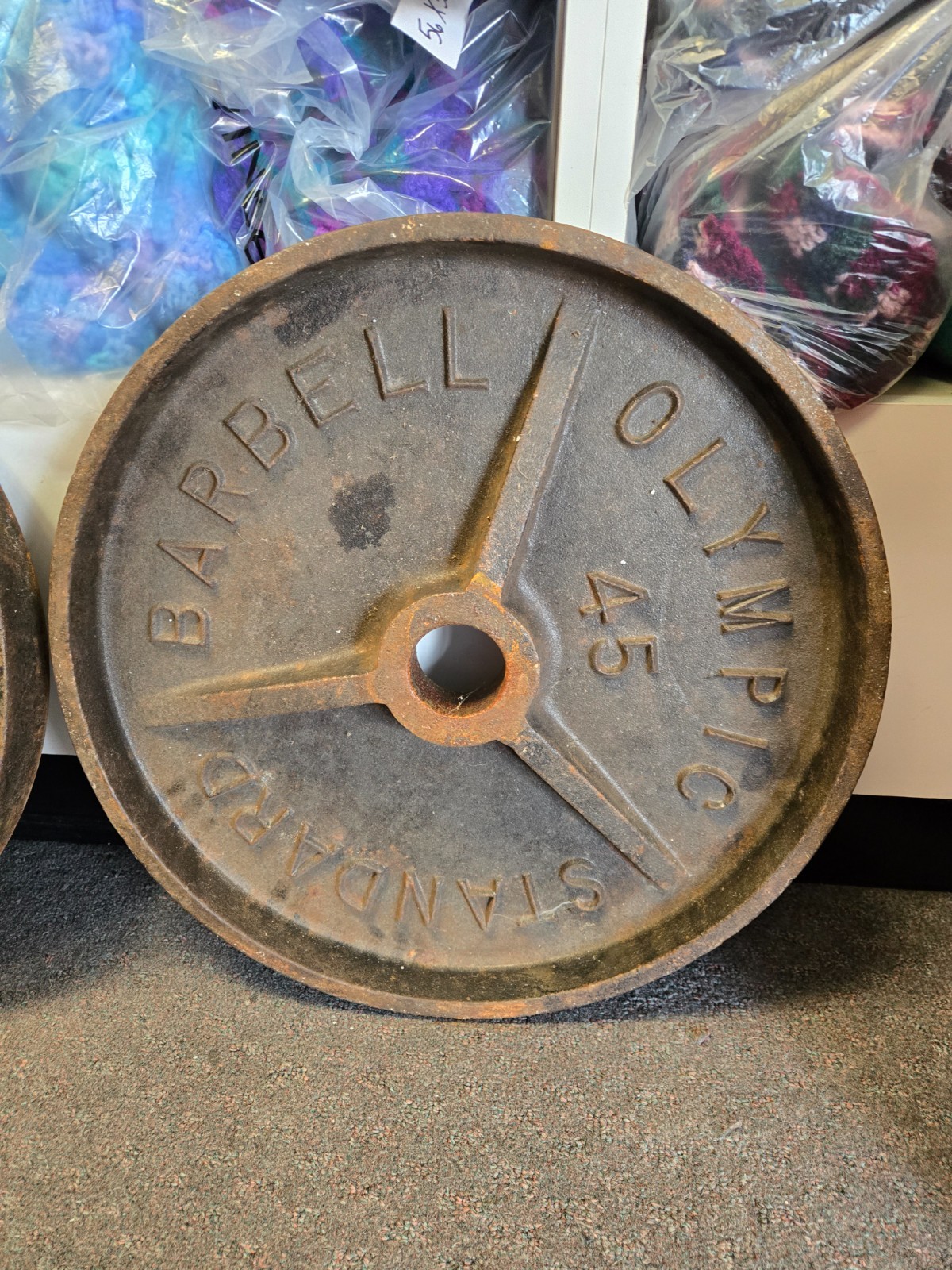 Vintage Olympic Standard 45 Lb Deep Dish Barbell