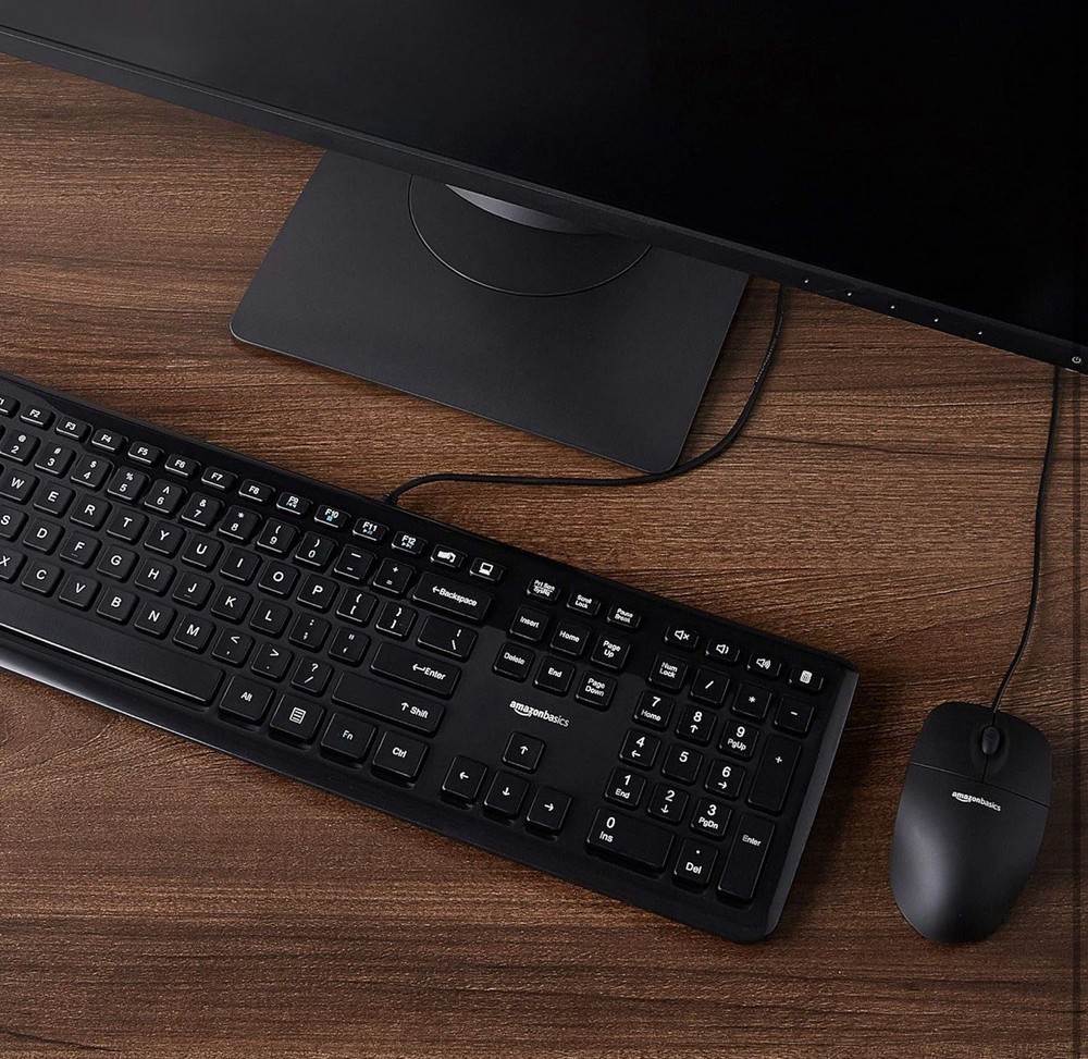 Amazon Basics USB Wired Computer Keyboard and Wired Mouse Bundle Pack