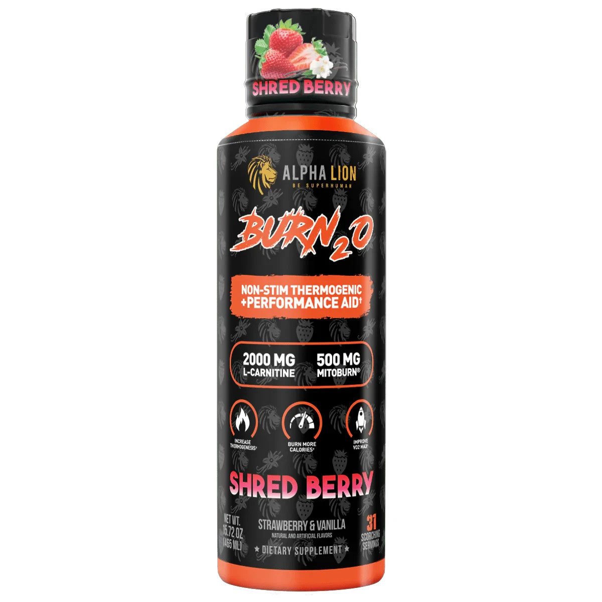 Alpha Lion Burn2O Stim-Free Liquid Thermogenic Shred Berry