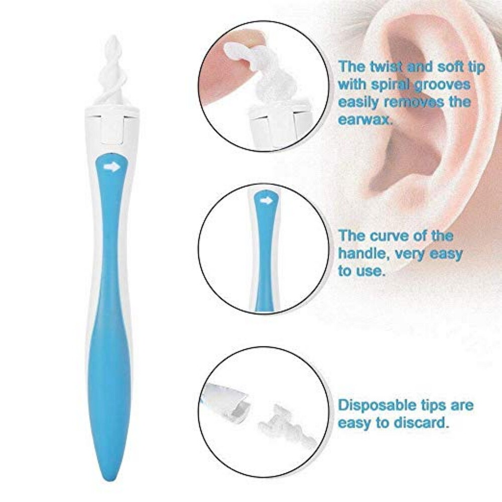 Ear Cleaner Kit for Ear Wax Removal-Spiral Q-Grips Tip Picker Easy Cleaning Tool