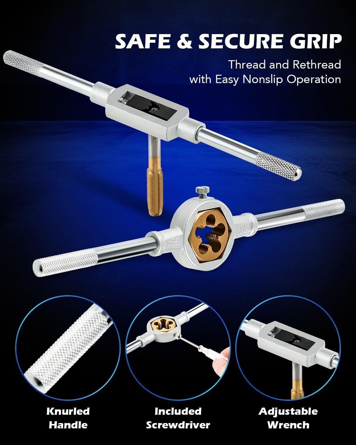 86PC Titanium Coated Steel Tap And Die Set SAE METRIC Tools Tapping Thread