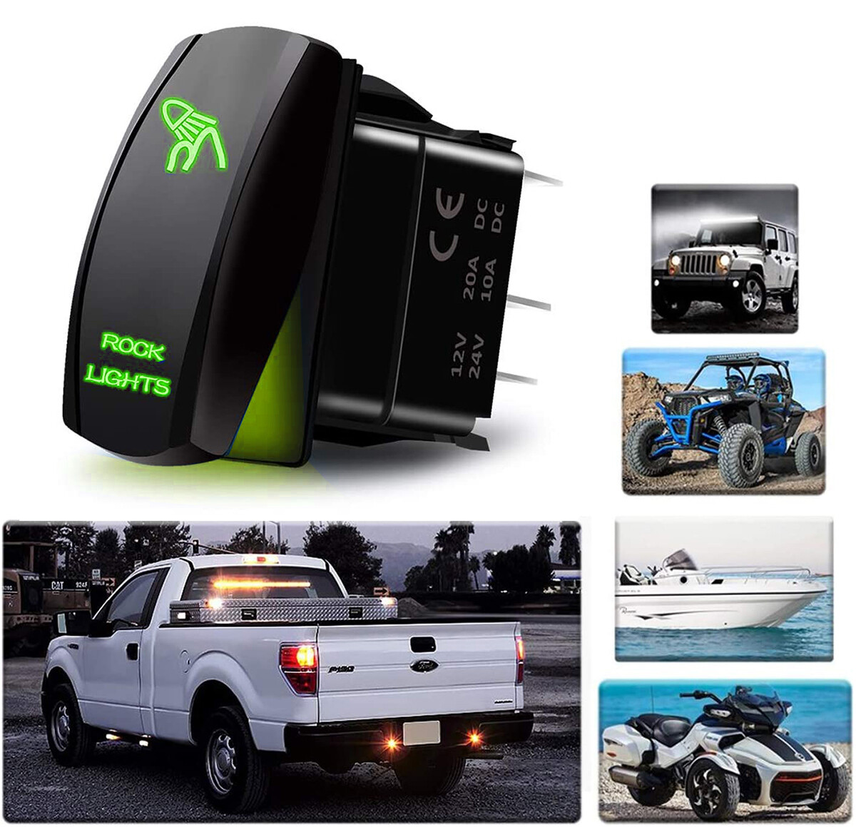 5Pin Blue Light Control Rocker Toggle Switch For ATV UTV ARB Carling Truck Boat