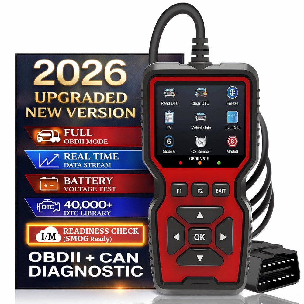 Professional OBD2 V519 Scanner - 2026 Upgraded OBDII + CAN Code Reader