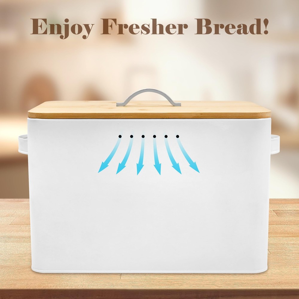 Jolitac Farmhouse Style Bread Box for Kitchen Countertop - Space-Saving Bread...