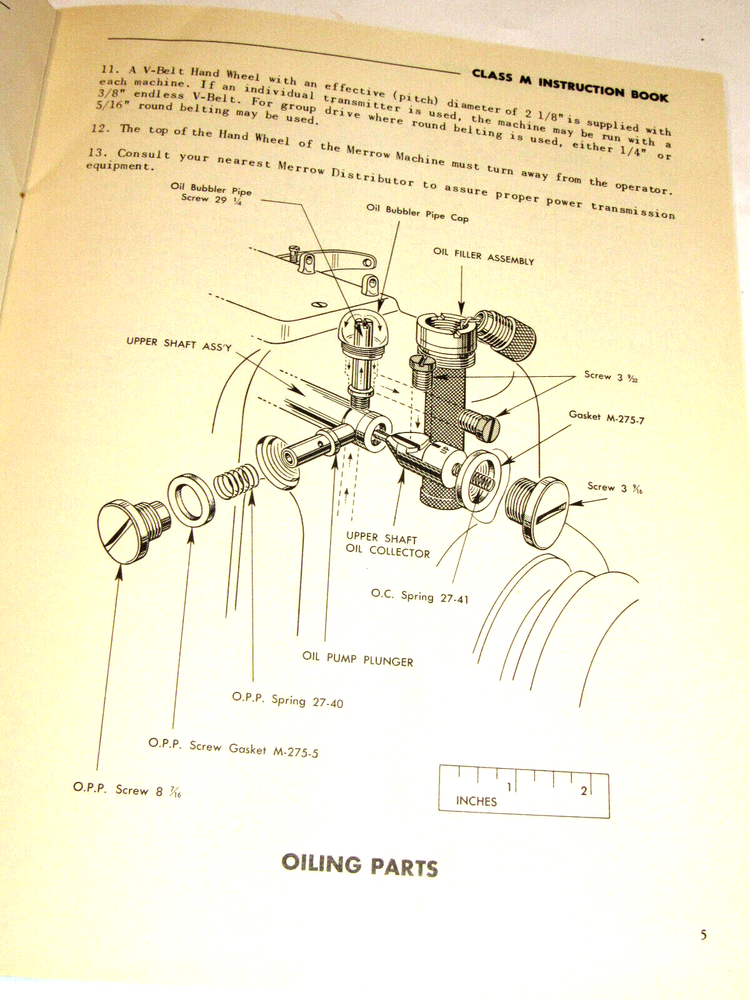 MERROW SEWING MACHINE CLASS M INSTRUCTIONS FOR SETTING UP & OPERATING! MANUAL!
