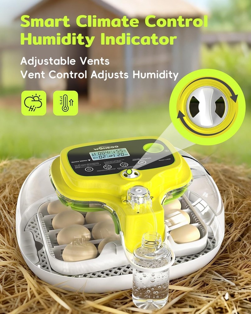 16 Egg Incubator with Automatic Turn, Digital Temp & Humidity Control & Candler