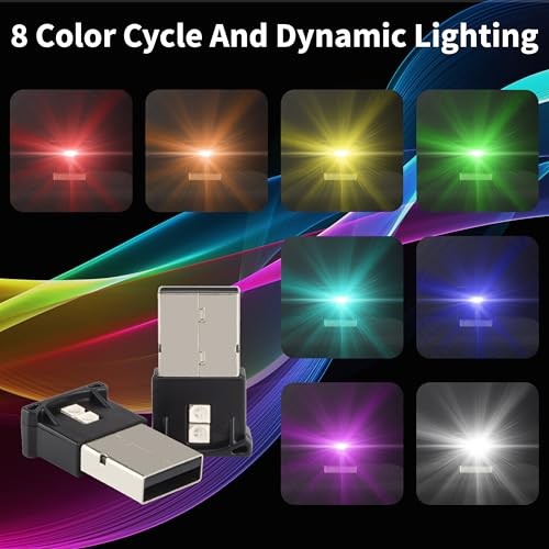 Mini USB LED Car Light, DC 5V Intelligent Interior Car Lights, USB-A*2
