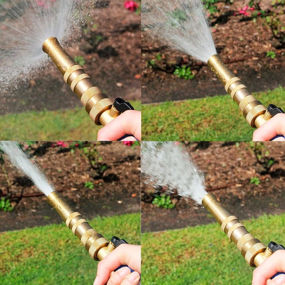 Compact Adjustable Brass Hose Nozzle Set with 10 Washers - Durable & Efficient