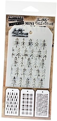 MST032 Tim Holtz Mini Layered Stencil Set 3/Pkg-Set #32