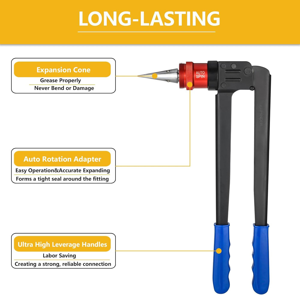 Auto-Spin PEX a Expansion Tool, Automatically Rotation Head PEX Expander Kit, wi