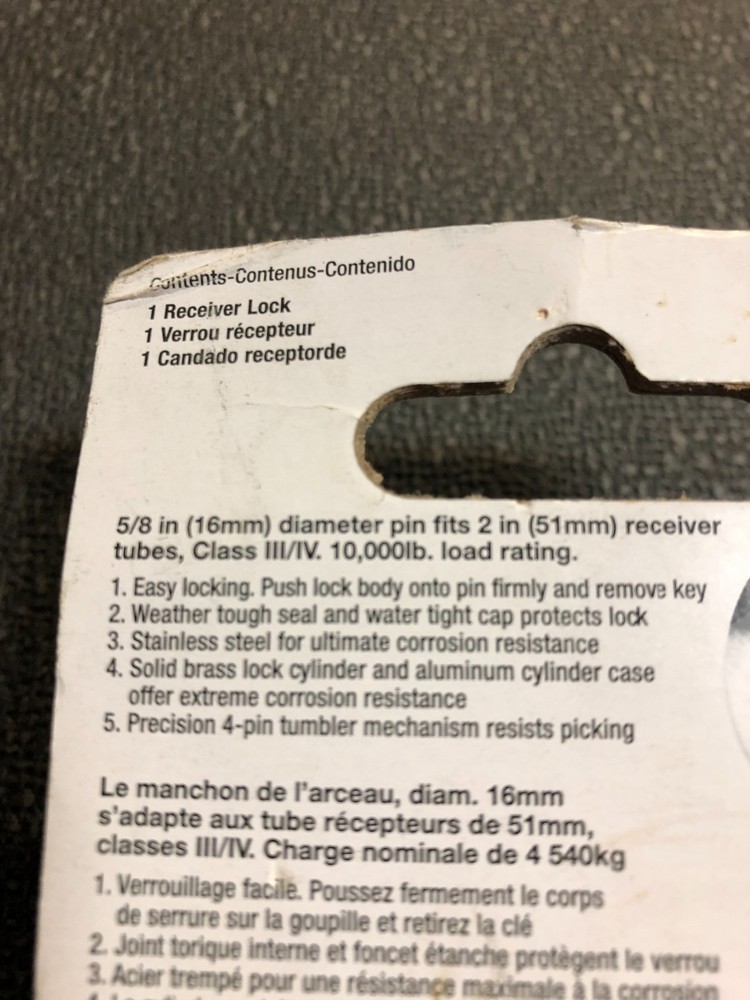MASTER LOCK STAINLESS STEEL RECEIVER LOCK 1480DAT 5/8"