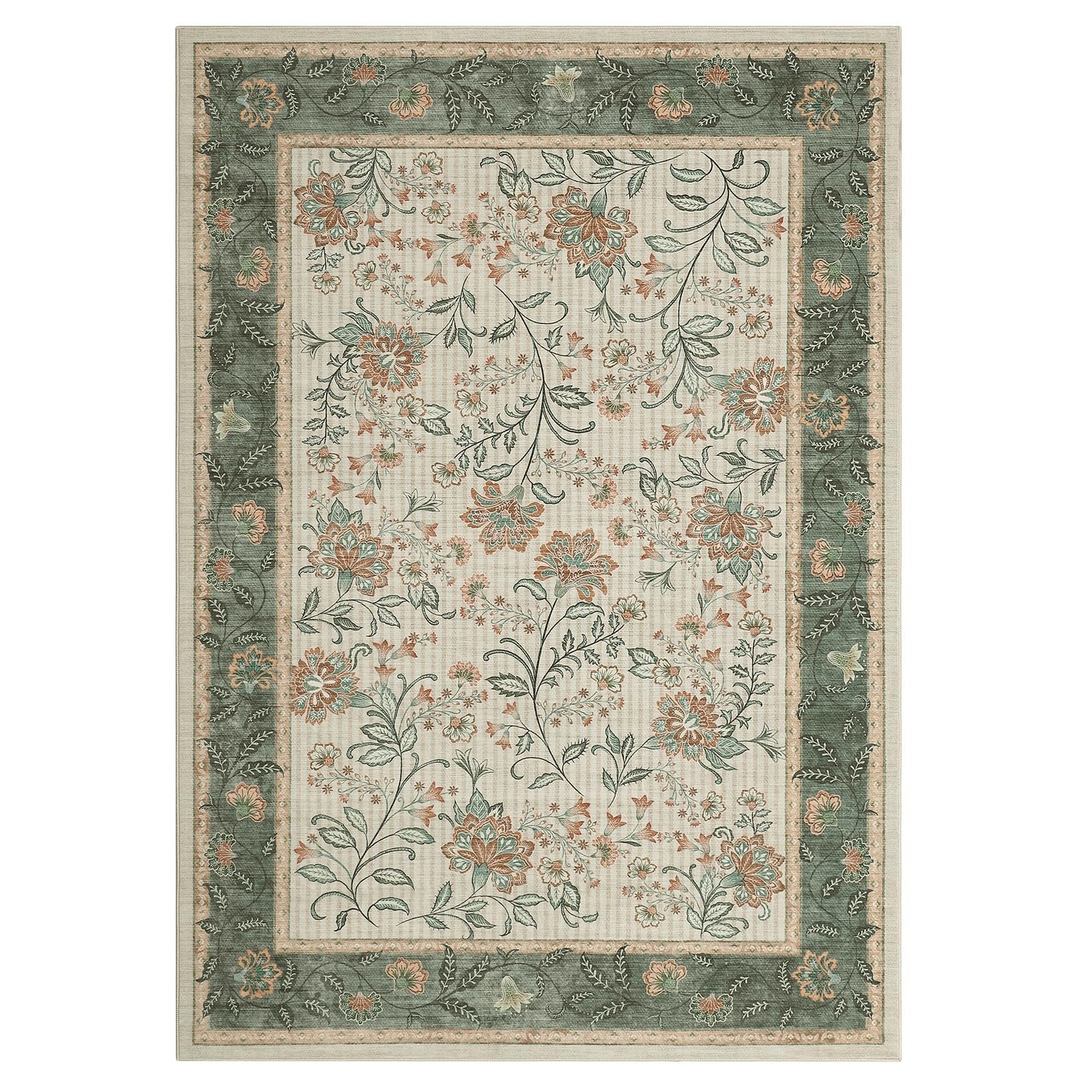 Area Rugs 8x10 for Living Room, Sage Green Large Washable Rug Botanical Soft ...