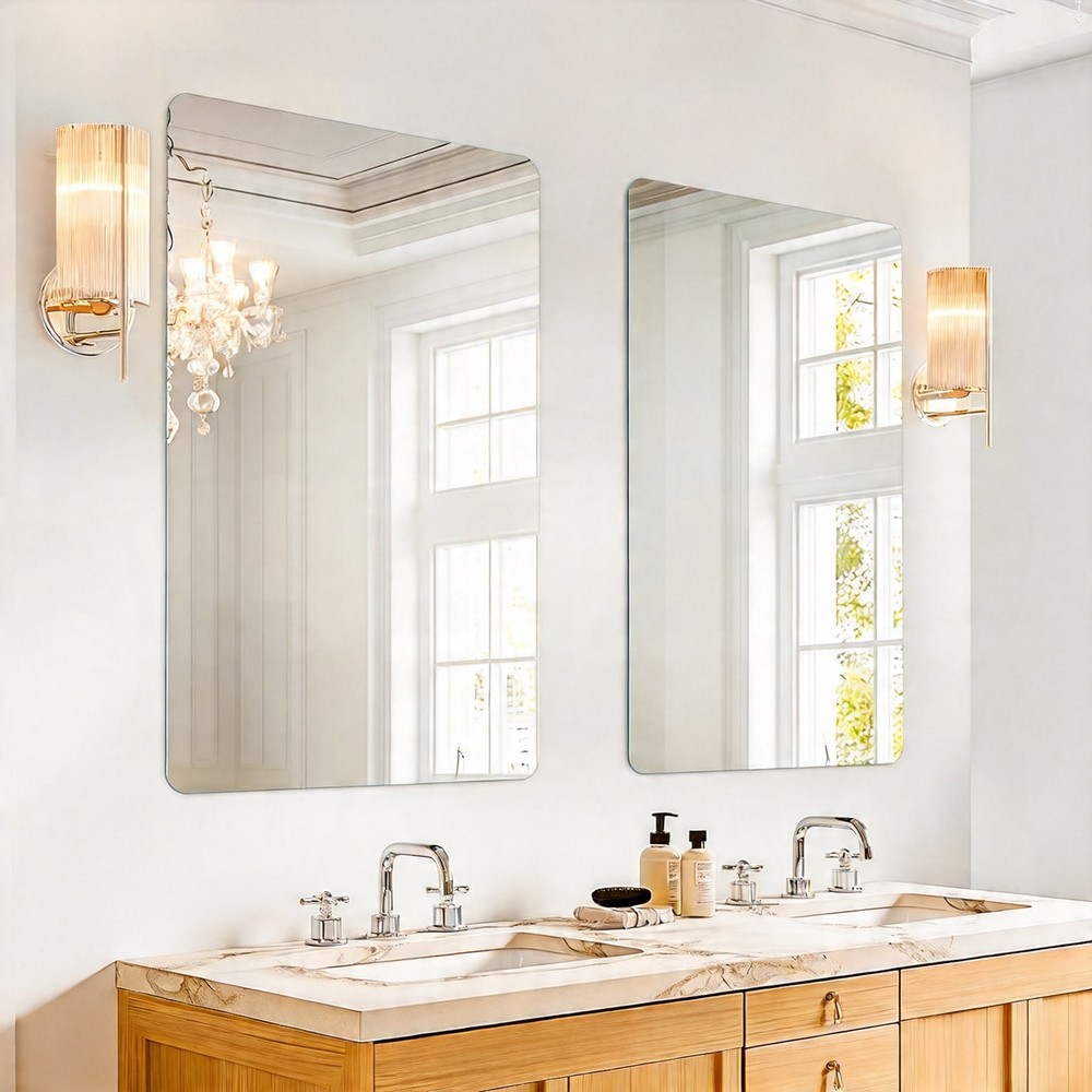 USHOWER 2-Pack Frameless Bathroom Mirror 24x36" Rectangular Wall Vanity Mirror