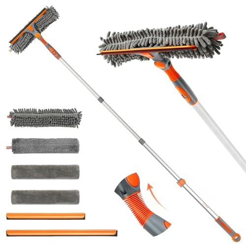 2-in-1 Window Cleaner Tool, 64'' Window Squeegee for Home, Window 64in