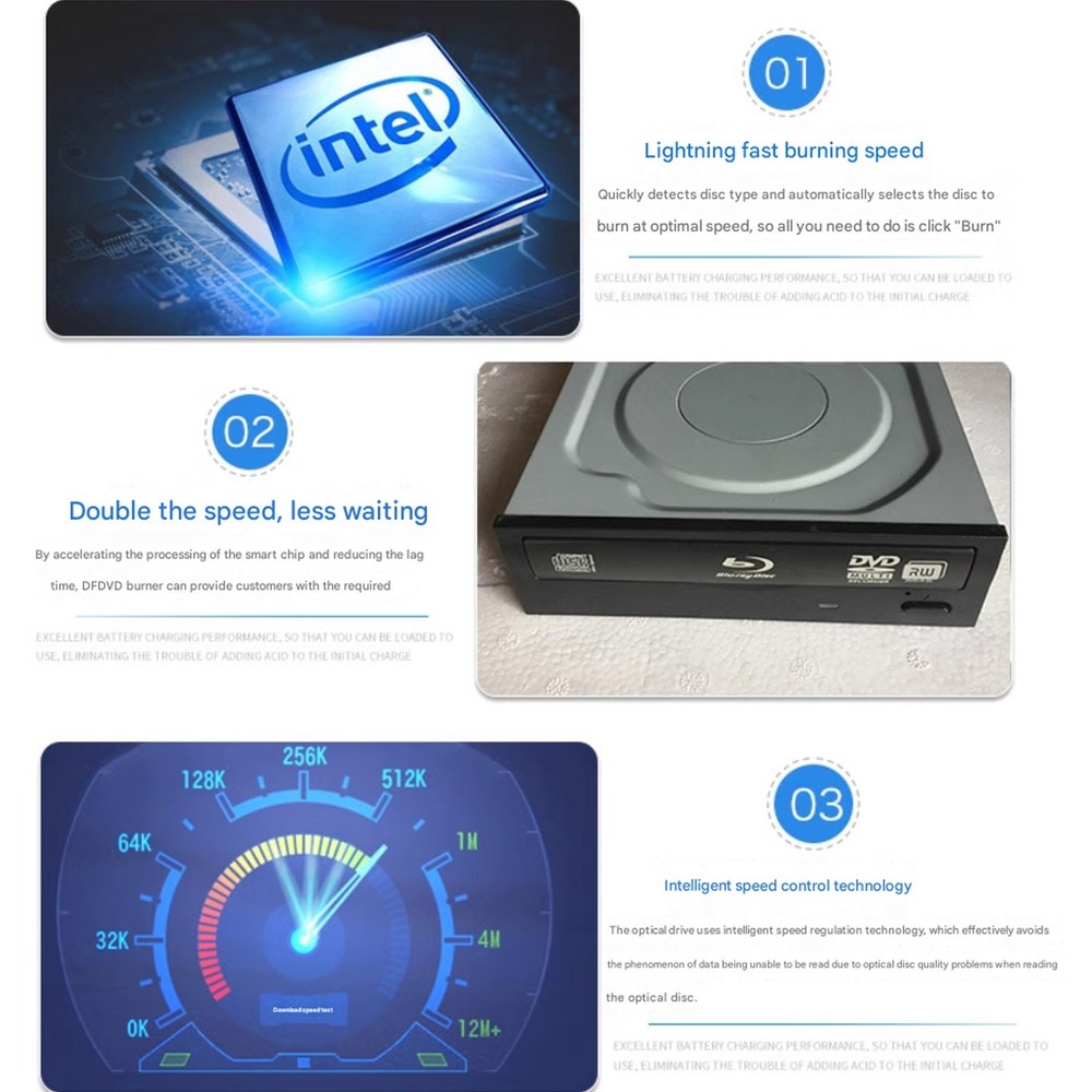 Internal SATA Blu-ray Player 12X BD Reader Combo 5.25 Desktop PC DVD CD Drive