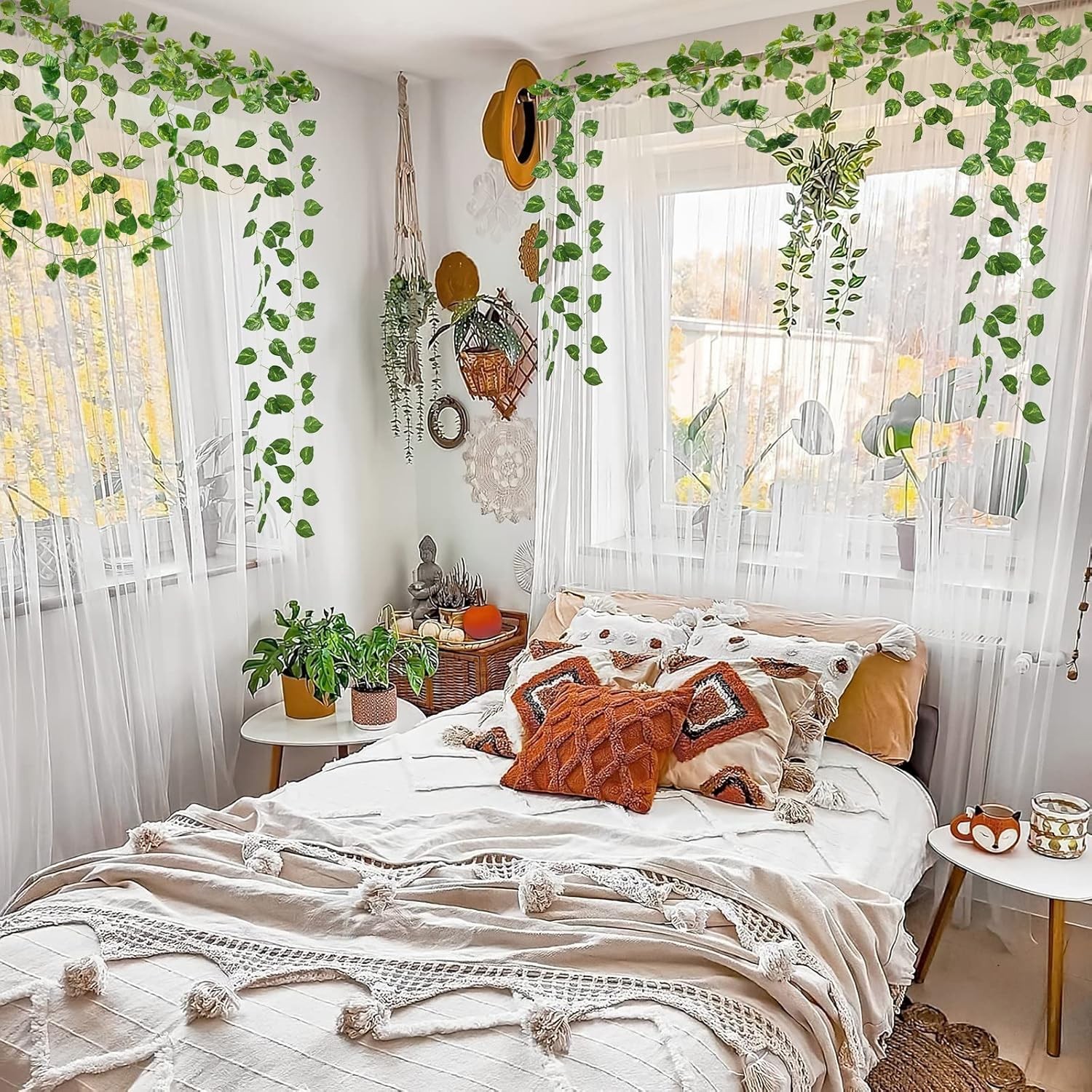 14 Pack 98Ft Artificial Ivy Garland, Fake Vines UV Resistant Greenery Leaves Fak