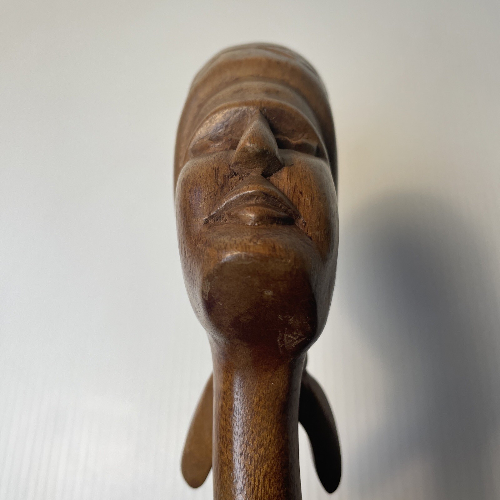 African Haitian Woman Bust Hand Carved Wood Tribal Figurine Art Statue Nude