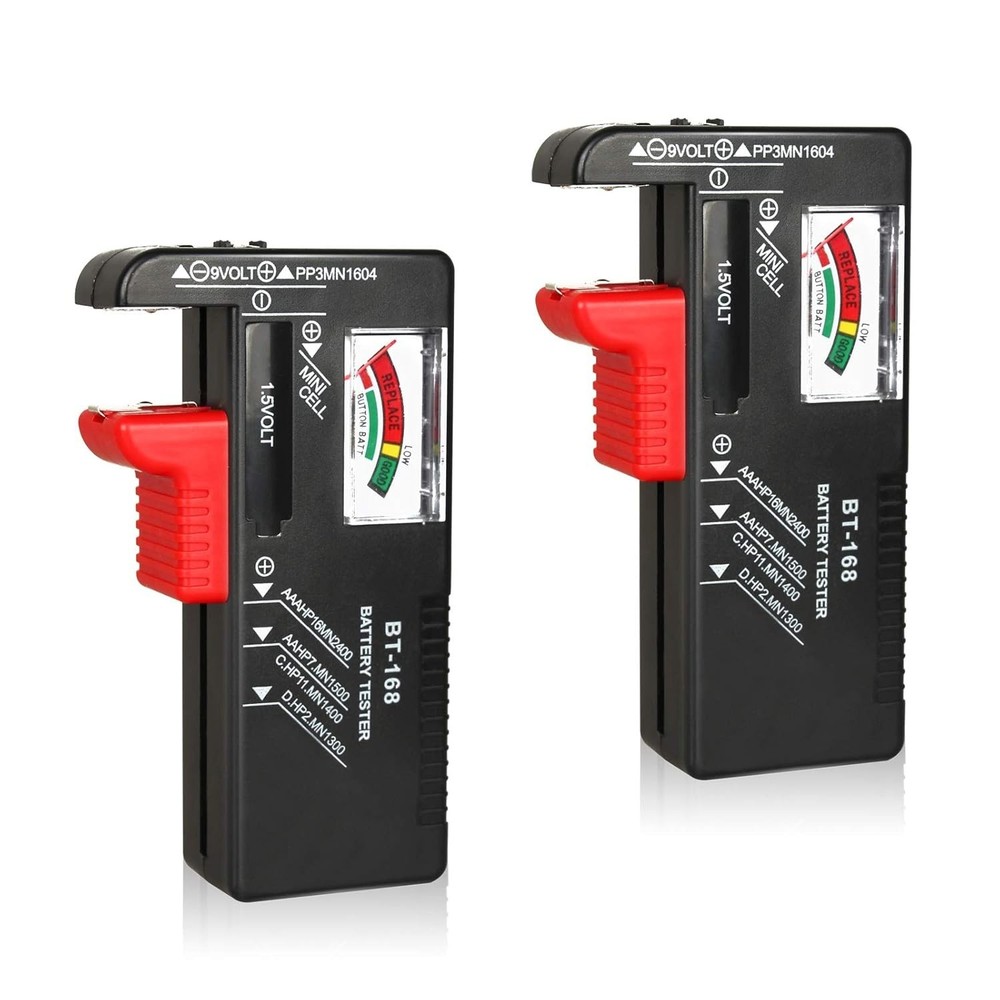2Pcs Universal Battery Tester Checker for AA AAA C D 9V 1.5V Button Cell Batt...