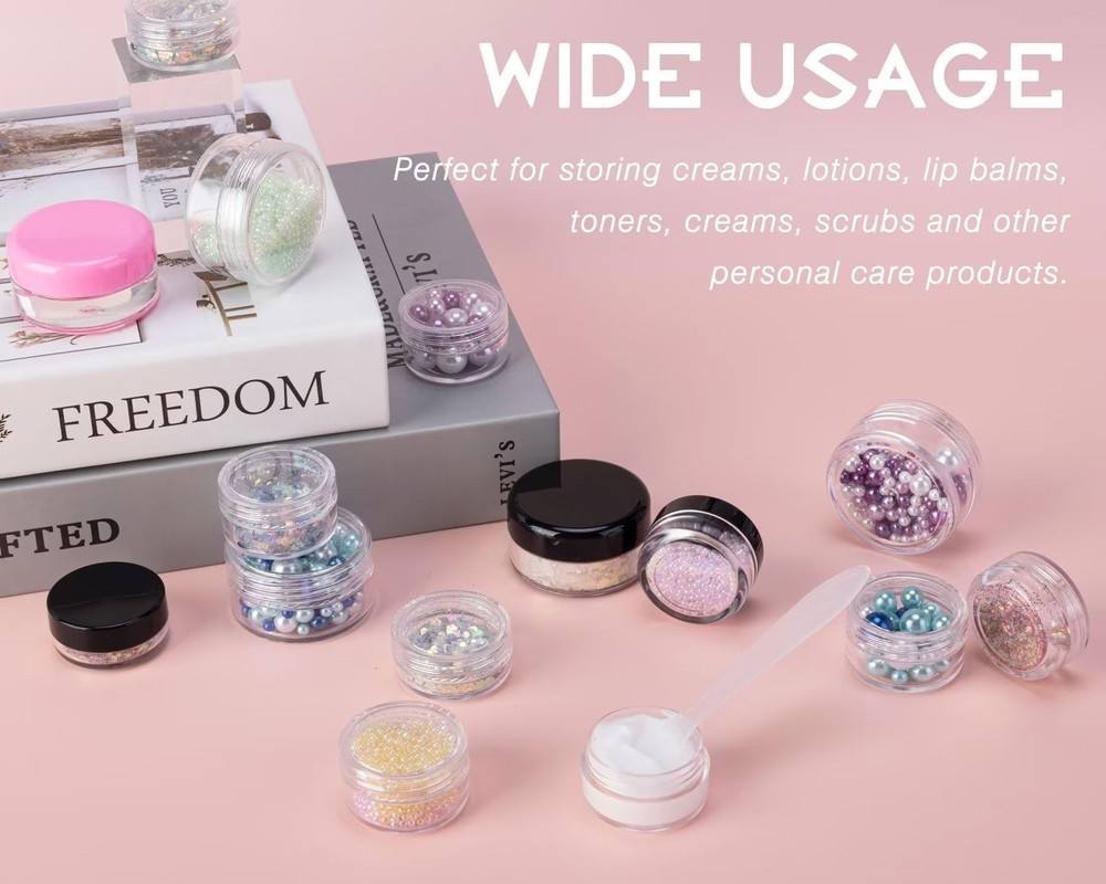 25 Count 5 Gram Sample Containers, Clear Lip Balm Containers with Lids, Small...