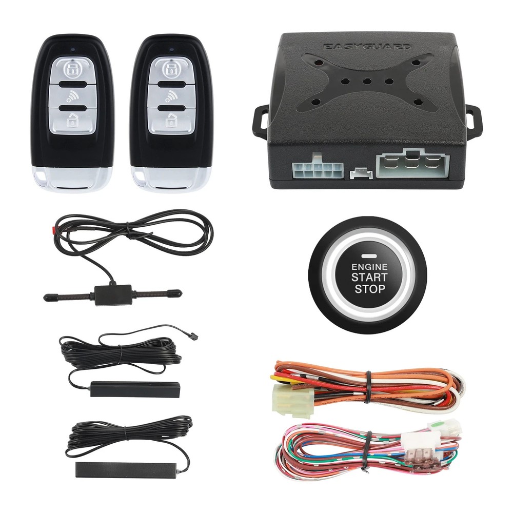 Smart pke keyless go car alarm system remote starter push start button auto lock