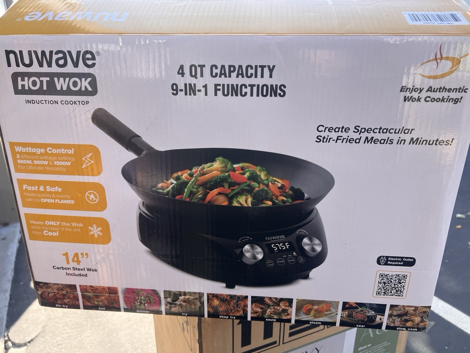 NEW OB - Nuwave Hot Wok Induction Cooktop w/ 14" Carbon Steel Wok