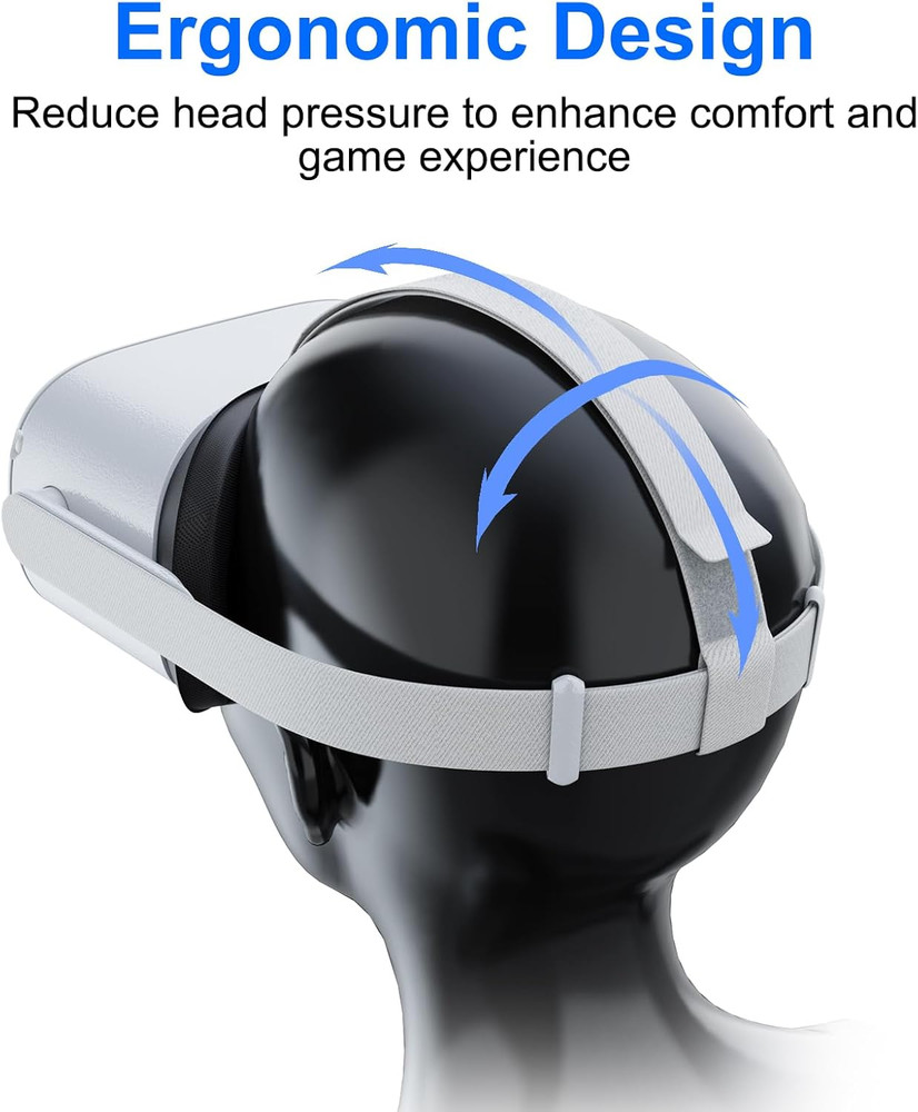 VR Headset Strap, Original Head Strap for Oculus Quest 2 with Ergonomic Comfort,