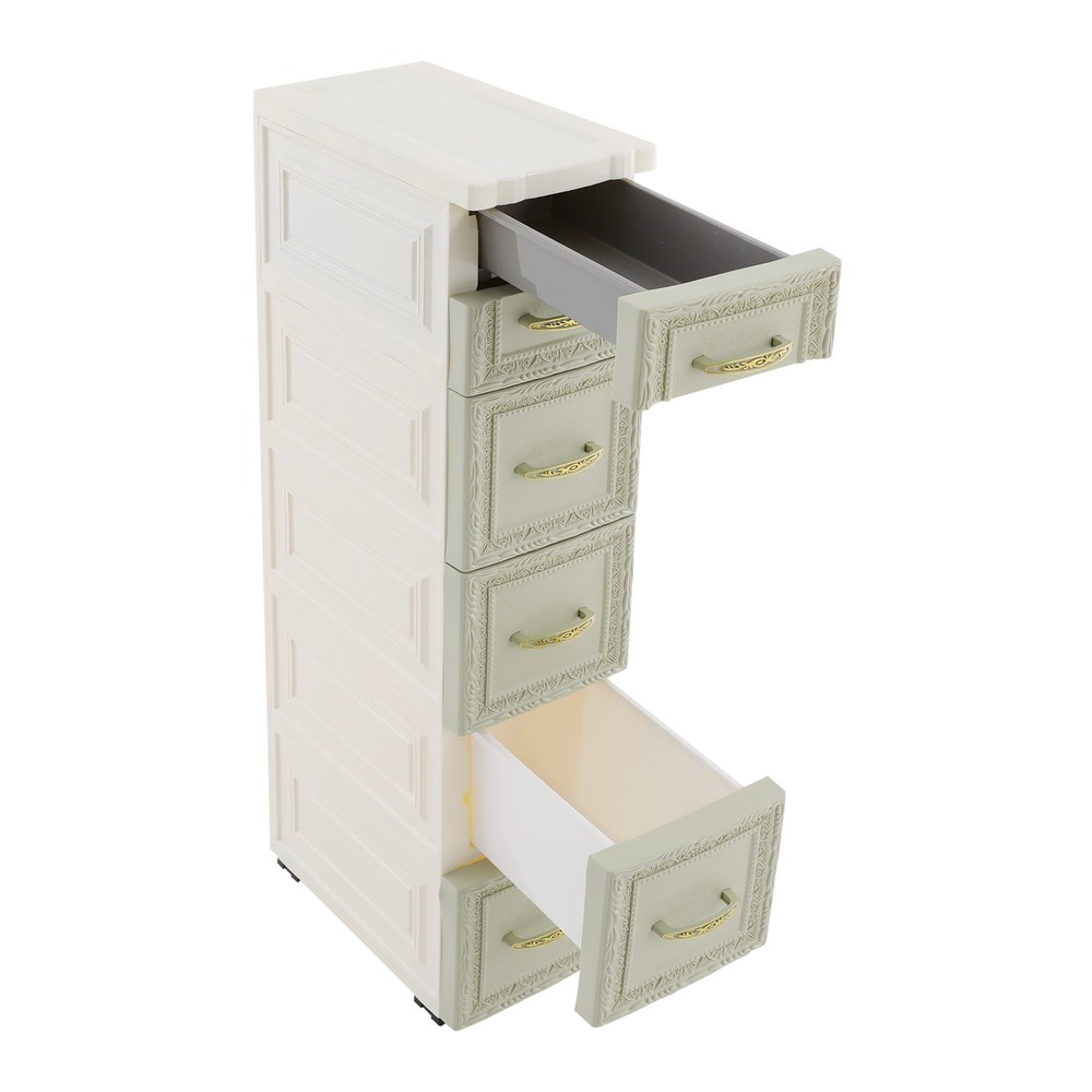 5-layer three-dimensional embossed pattern storage cabinet 18x32x84- green, PP.