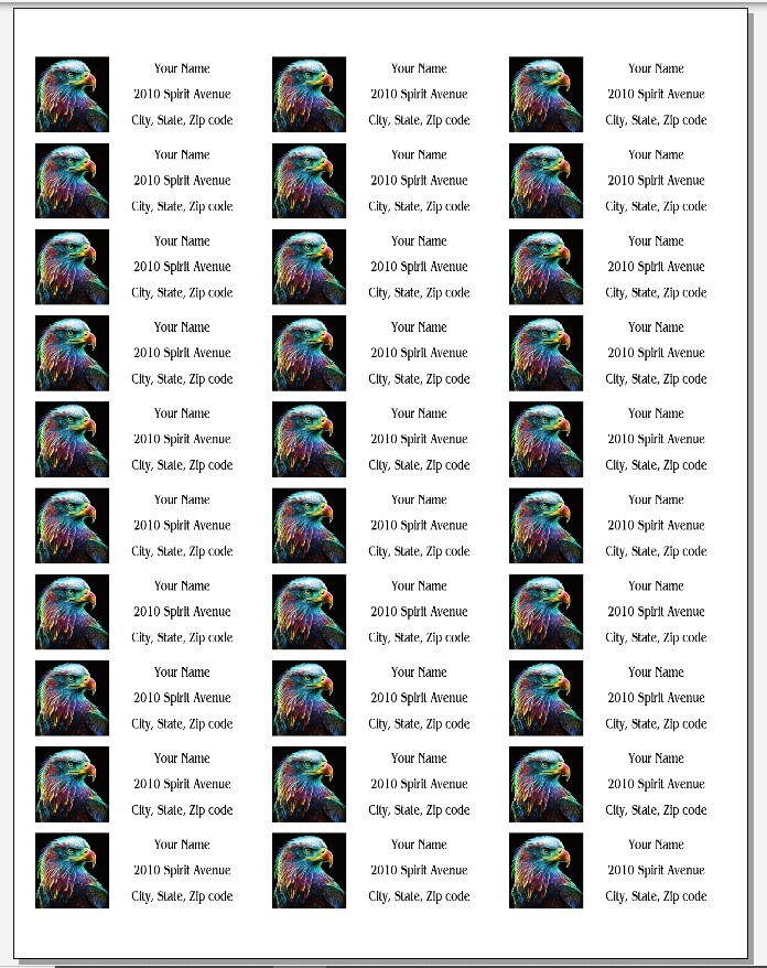 150 Neon Bald Eagle Mailing Return Address Labels Personalized
