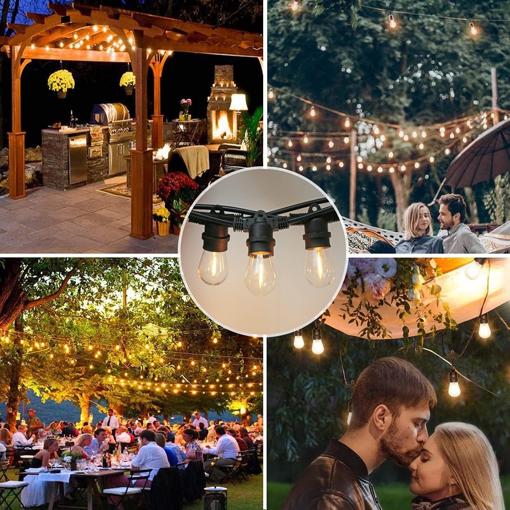 Waterproof S14 LED Light Bulbs Outdoor String Lights Replacement E26 Base 15Pk
