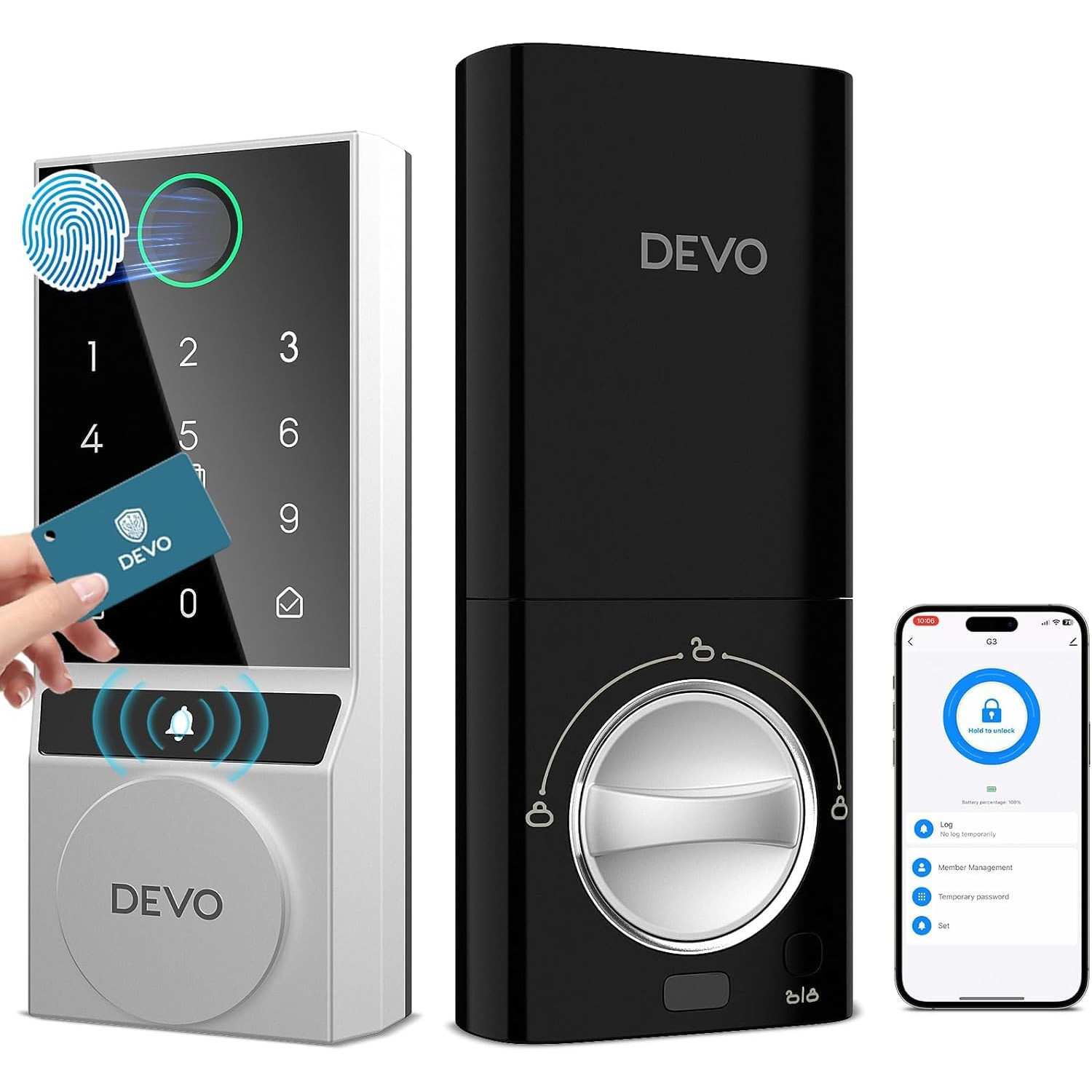 Smart Door Lock Fingerprint & WiFi Keyless Entry Deadbolt Auto-Lock, APP Control