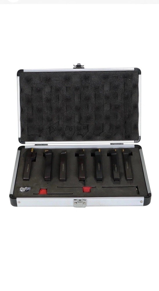 7PC Carbide Indexable Turning Tool 1/2" Lathe Tool Bit Set Thread Insert+Holder