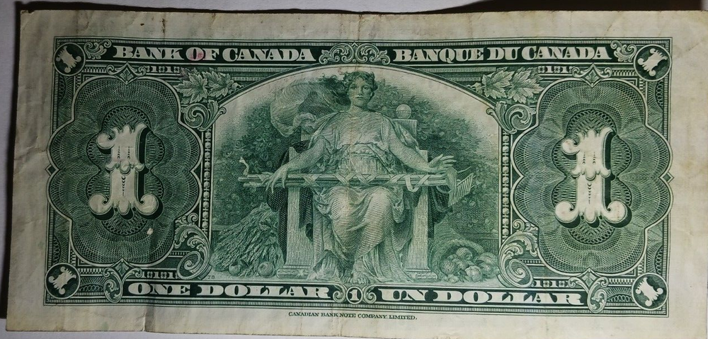 🇨🇦 Canada 1 dollar 1937 VF Banknote 0451896