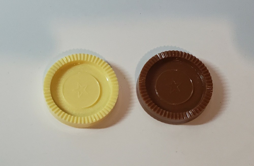 2 Backgammon Replacement Checker Chips Brown Cream Plastic Game Part Piece