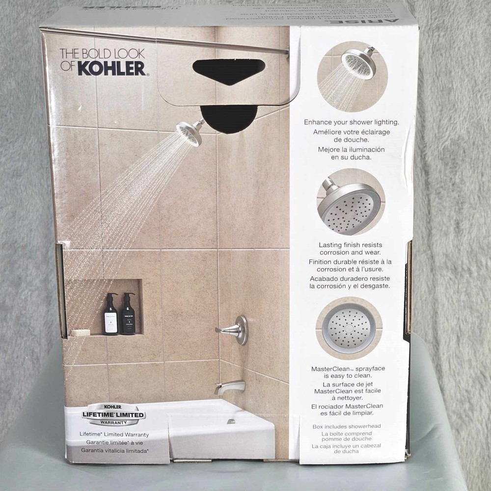 Kohler Shower Head Arise Lighted Wall Mount Fixed Single-Function Brushed Nickel