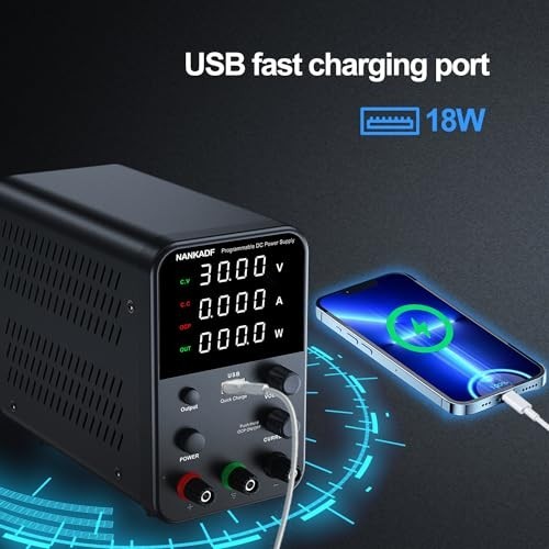 Variable DC Power Supply, Adjustable Bench Power Supply 30V 10A, USB Quick Charg