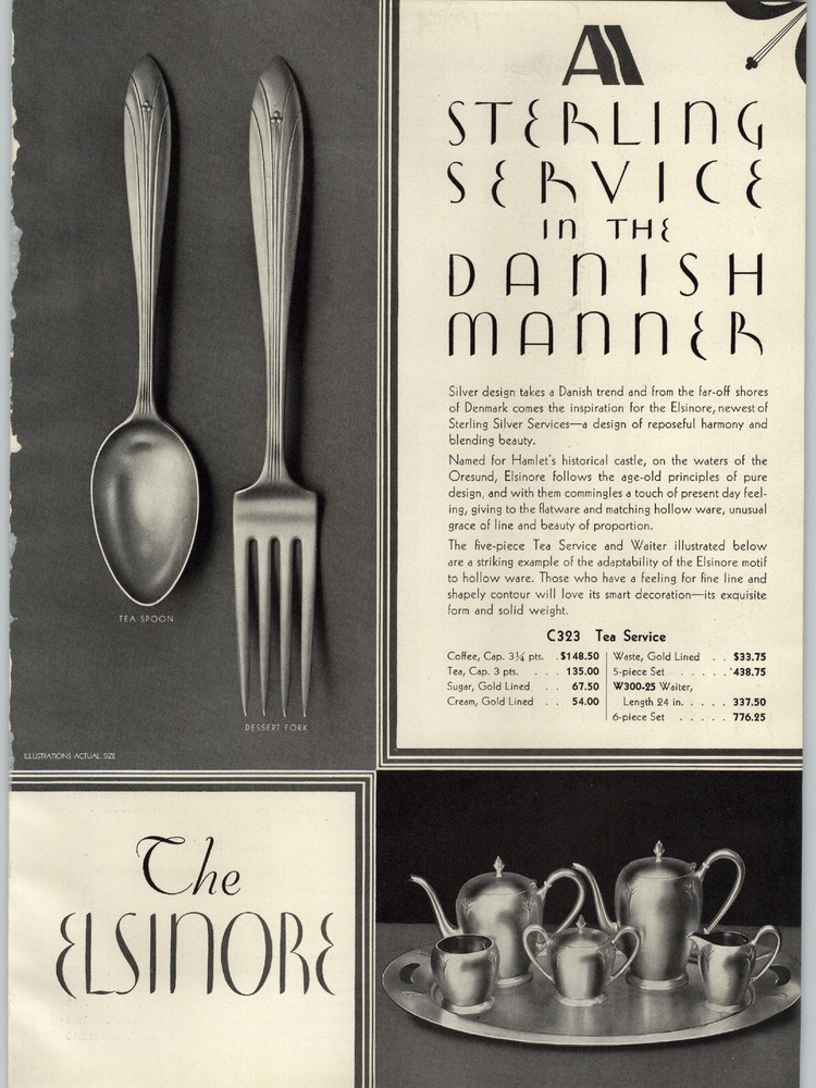1931 PAPER AD Flatware Silverware Hollowware Alvin Elsinore Pattern Tea Service