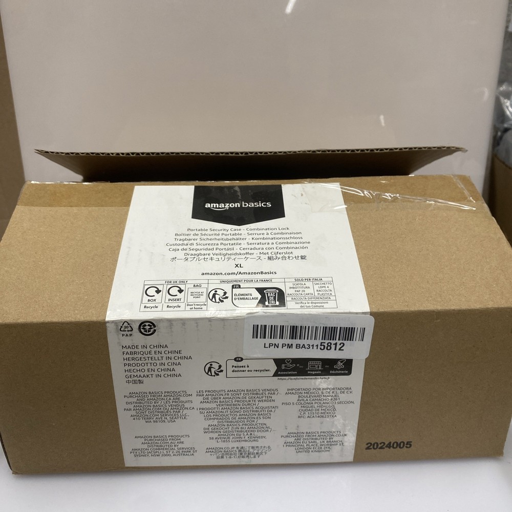 Amazon Basics Portable Security Case Lock Box Safe, XL Lock Box with Code