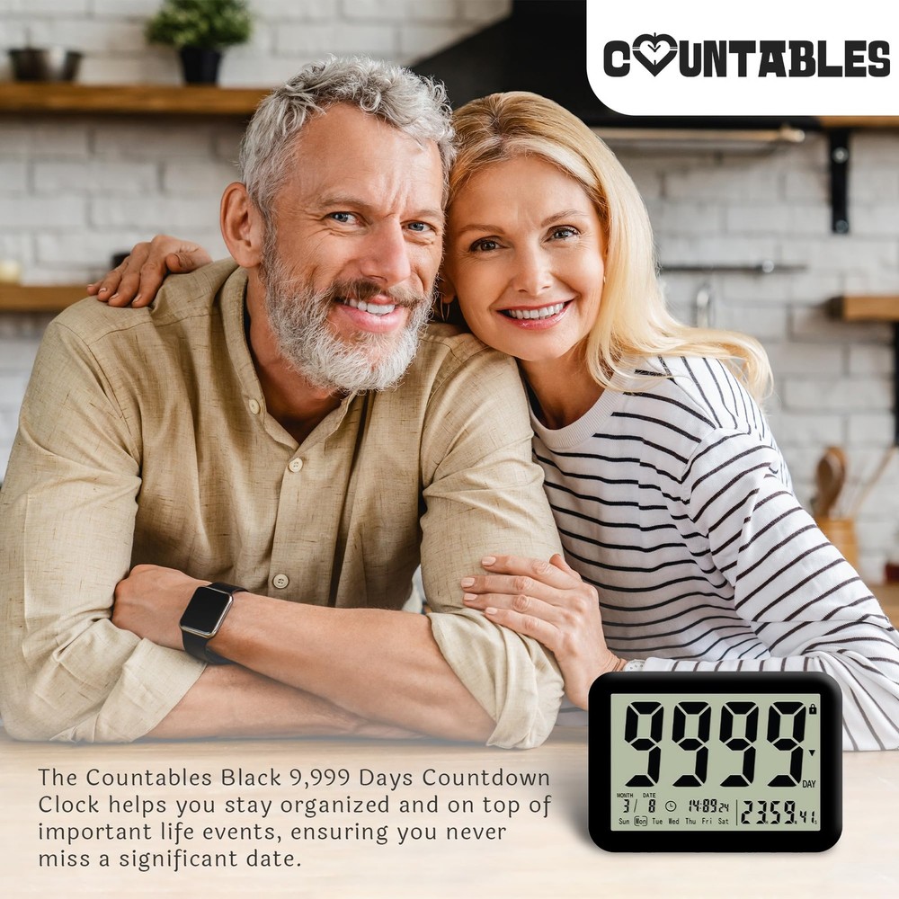 Countables 9999 Days Countdown Clock - Reusable Count Down Timer - Large Disp...