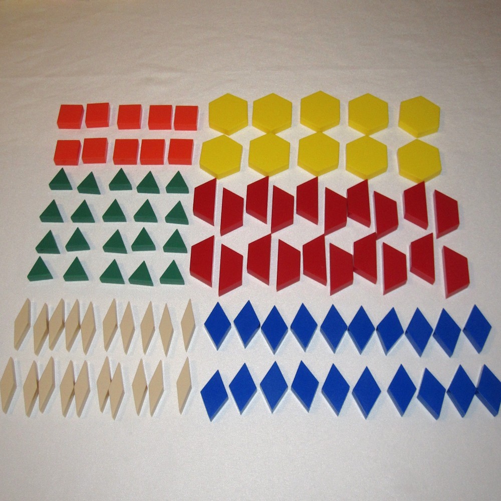 New ***100x PATTERN BLOCKS Chunky Plastic*** 1 cm thick ETA hand2mind math STEM