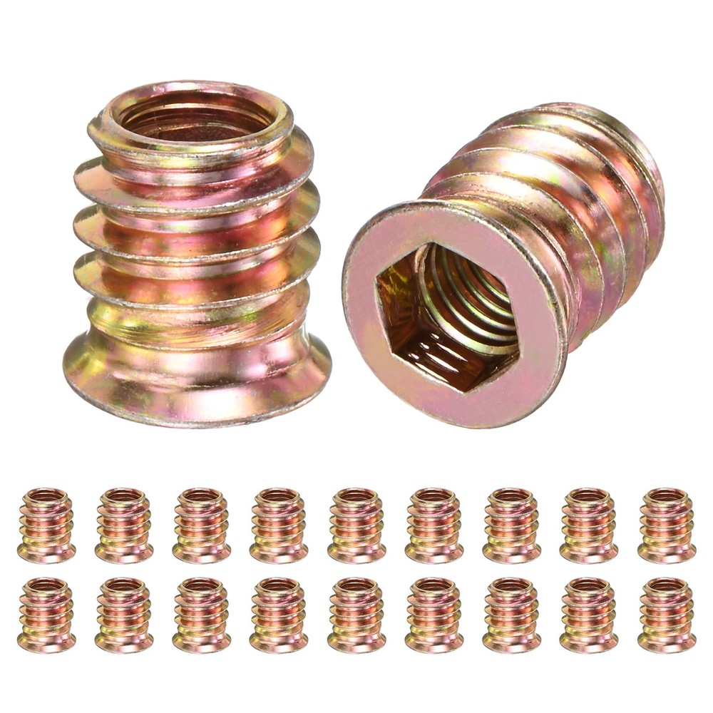 20-Pack Threaded Inserts for Wood, M8x13mm Threaded Insert Nuts [Gold Tone]