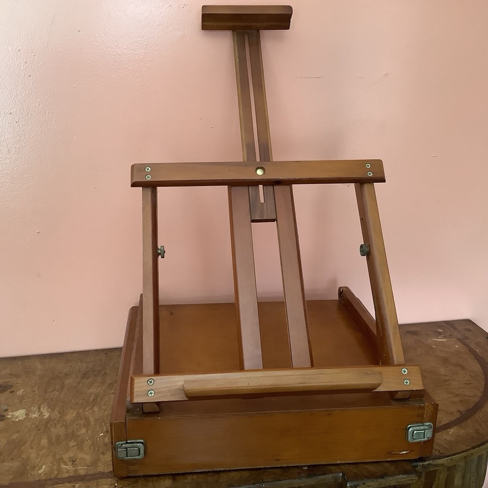 Wood Easel Table-Top Model Adjustable Portable With Double Drawer Handle