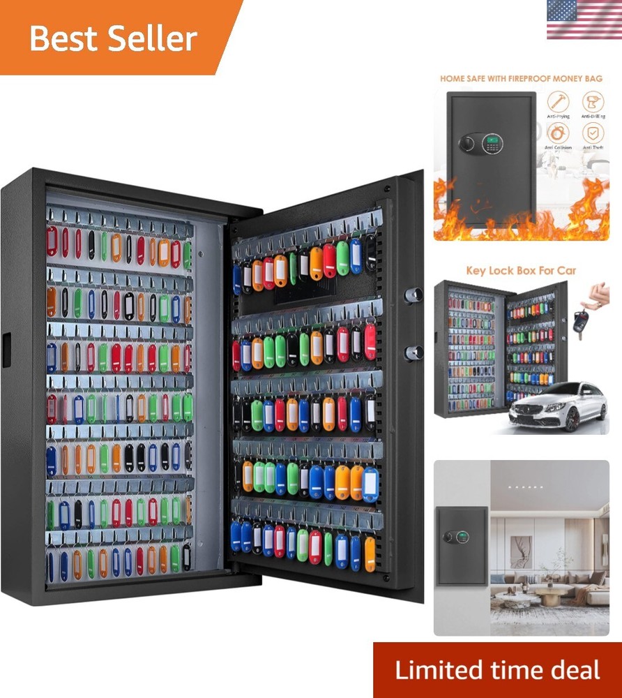 160 Position Large Key Box Wall Mount with Code and Spare Keys, Digital Key L...