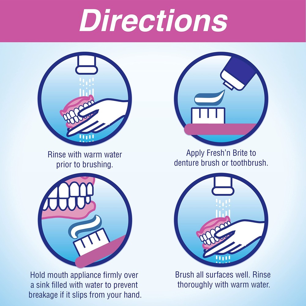 Fresh 'n Brite Denture Cleaning Paste For Dentures, Removable Partial Denture...